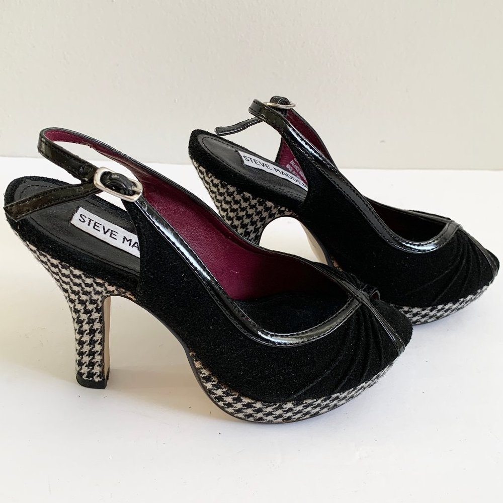 Steve Madden Black White Patterned Platform Heels
